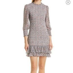 Veronica Beard Farha Dress Floral Print Smock Minidress Size 8
